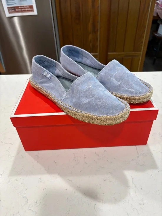 Coach Light Blue Canvas Espadrille Slip-Ons - Picture 1 of 9